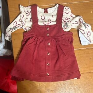 Burt’s Bees Baby Red Button-Front Dress with Candy Cane Top 2024